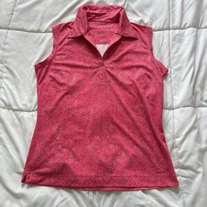 Nike Polo Tank Top Womens Size Small Pink Paisley Textured Golf Performance
